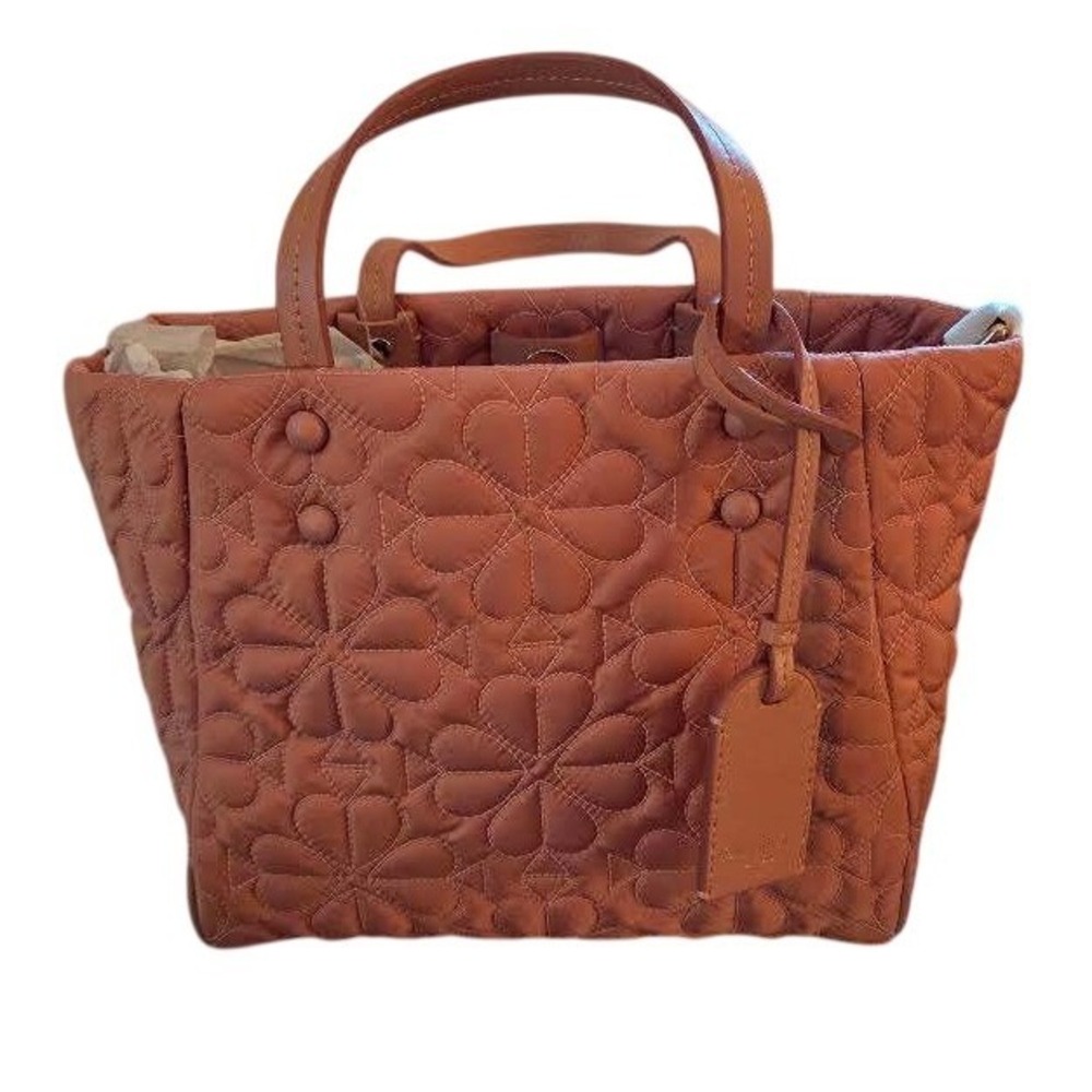 Kate Spade New York Quilted Spade Flower Nylon Tote Bag Cinnamon Terracotta